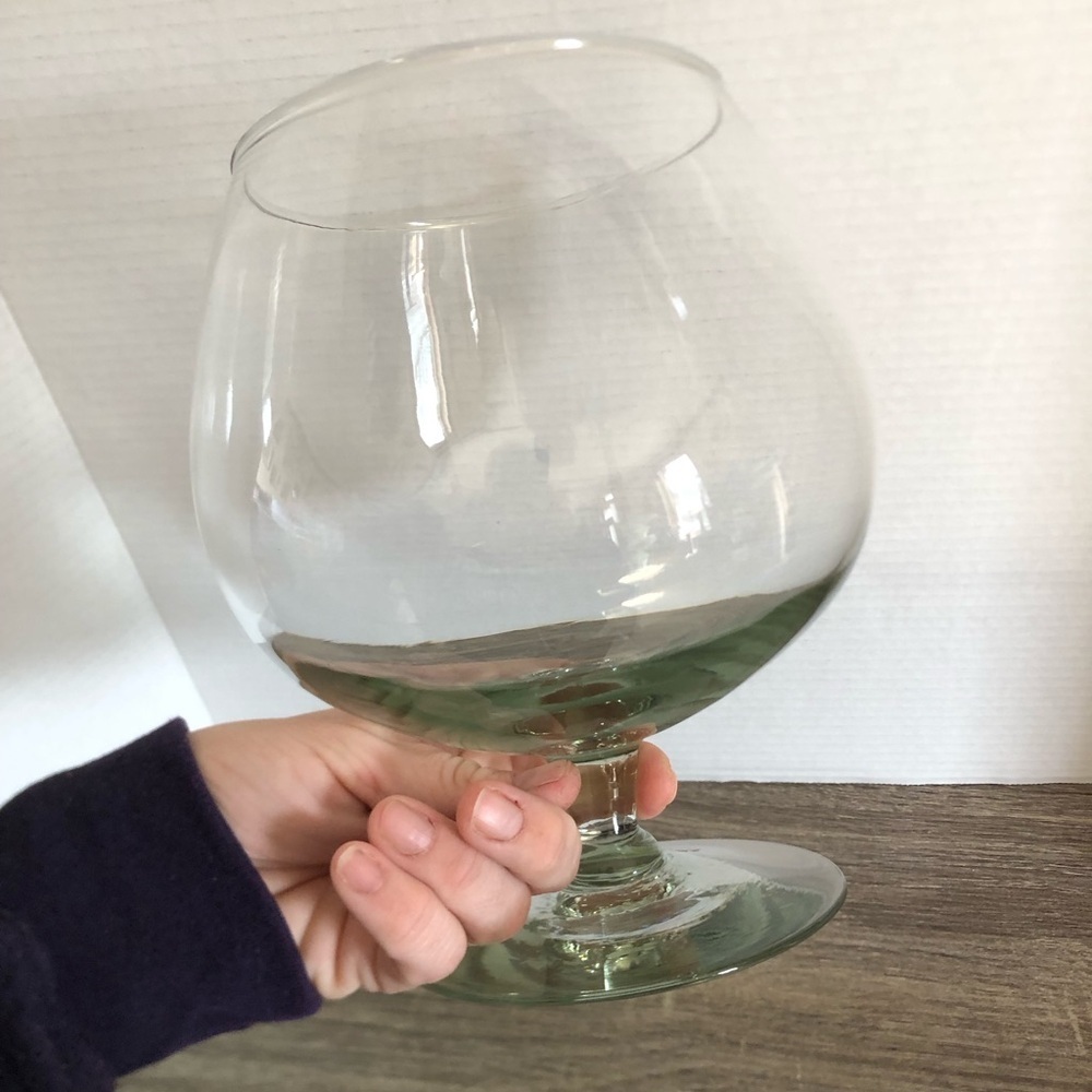 Vtg Hand Blown Brandy Glass Shaped Vase